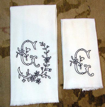 Monogrammed Towels Hand Embroidered by Queenie
