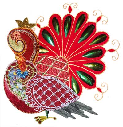 Embroidery Projects combined in Photoshop to look like a turkey of sorts