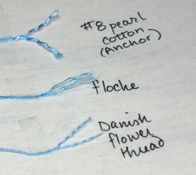 Cotton floche vs. cotton Danish flower thread