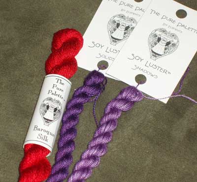 Threads for Hand Embroidery: Soy Luster and Baroque Silk from The Pure Palette