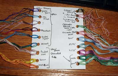 Embroidery Thread Samples: Colourstreams, Cascade House, EdMar