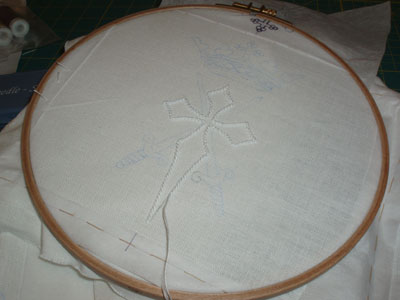 Hand Embroidered Pouch in whitework on linen for small Mass linens