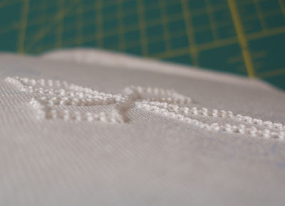 Hand Embroidered Pouch in whitework on linen for small Mass linens