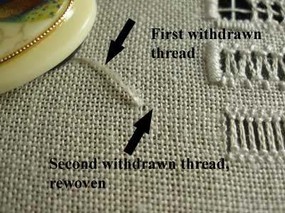 Drawn Thread Embroidery on Whitework Sampler