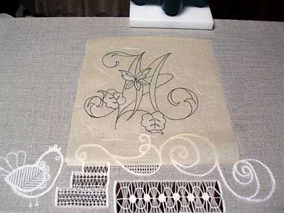 Whitework Embroidery Sampler: Placing a Monogram and Transferring the Design