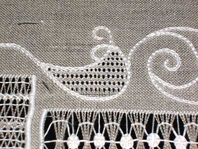 Whitework Sampler Progress: 15 Minutes with Drawn Thread Embroidery