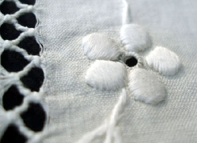 whitework satin stitching