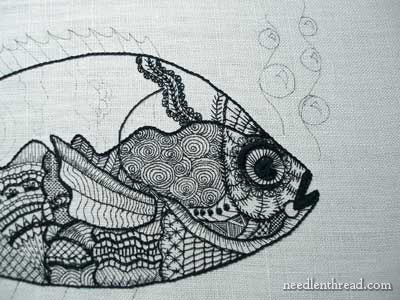 Blackwork Embroidery: A Fish