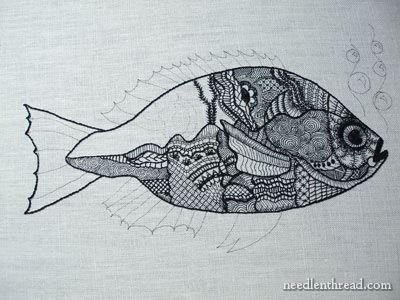 Blackwork Embroidery: A Fish