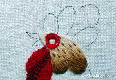Crewel Embroidery: Rooster embroidered in wool threads