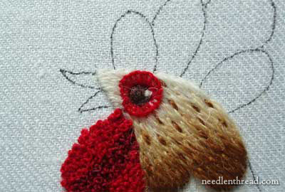 Crewel Embroidery: Rooster embroidered in wool threads