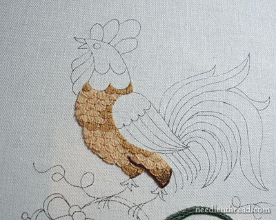 Crewel Work Embroidery: Rooster