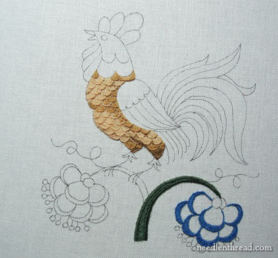 Crewel Work Embroidery: Rooster