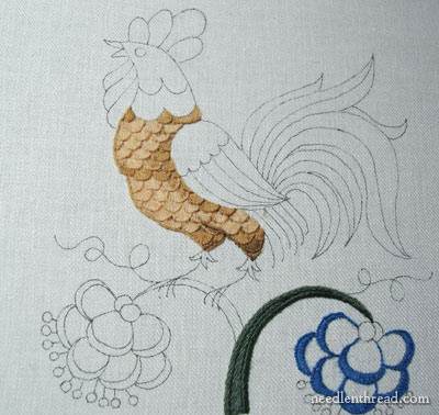 Crewel Work Embroidery: Rooster