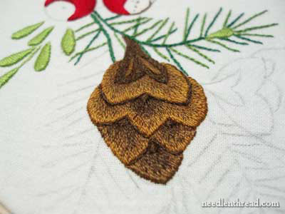 Hand Embroidery on Flour Sack Towel, Christmas design, 2008