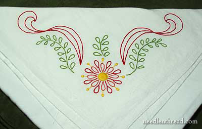 Hand embroidery on a flour sack towel