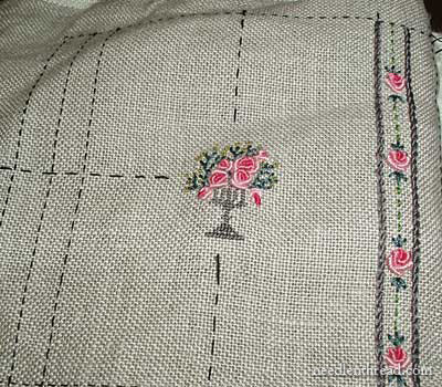 Hand Embroidered Needlebook with bullion roses