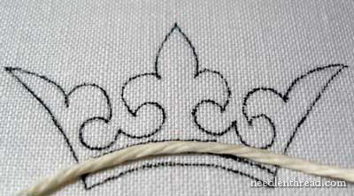 Embroidered Crown: Raised Work and Seed Stitch