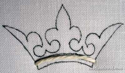 Embroidered Crown: Raised Work and Seed Stitch