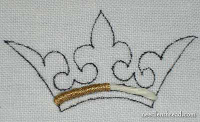 Embroidered Crown: Raised Work and Seed Stitch