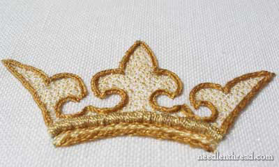 Embroidered Crown: Raised Work and Seed Stitch