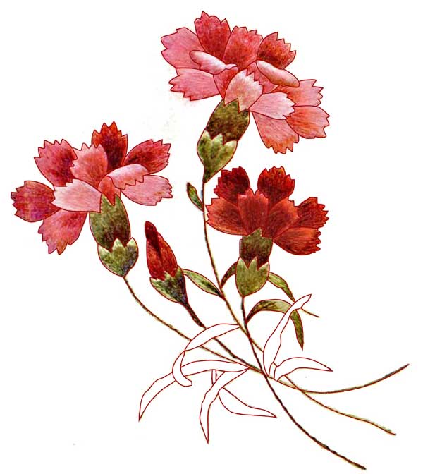 Free Hand Embroidery Pattern: Carnations