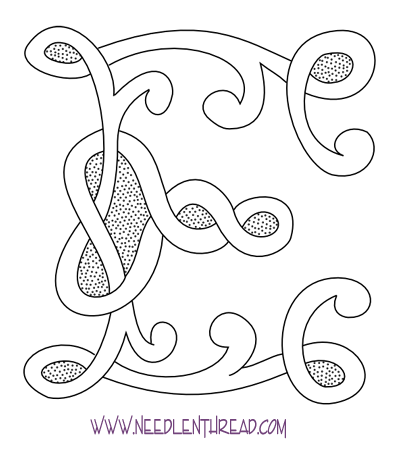 Free Hand Embroidery Pattern: Celtic Monogram E