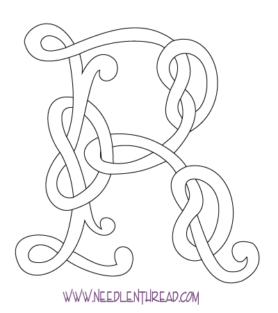 Free Hand Embroidery Pattern: Monogram for Hand Embroidery - Celtic R