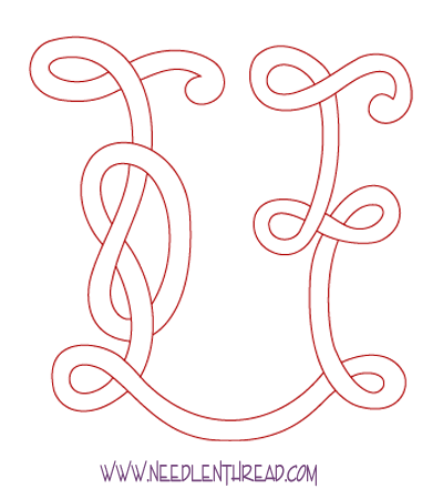 Monogram for Hand Embroidery: Celtic U