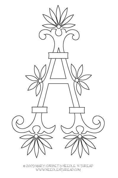 Monogram for Hand Embroidery - Fan Flower Alphabet