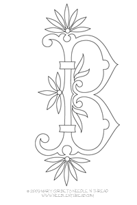 Monogram for Hand Embroidery: B with Fan Flowers