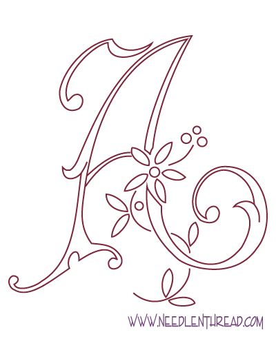 Free Hand Embroidery Pattern: Monogram, Letter A