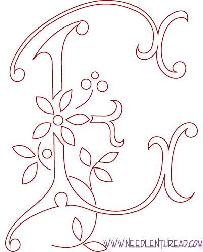 Free Pattern for Hand Embroidered Monograms: the Letter E