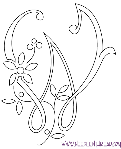 Monogram for Hand Embroidery: The Letter W