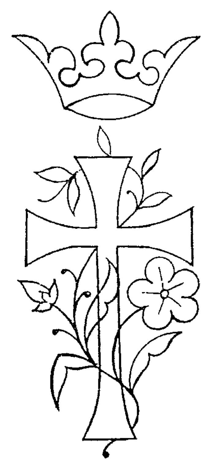 Free Embroidery Pattern: Cross, Crown, Flowers – NeedlenThread.com