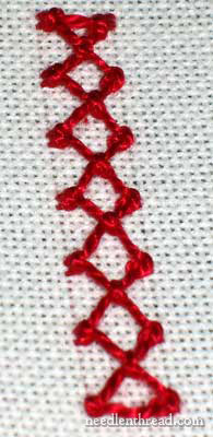 Knotted Diamond Stitch - a Decorative Band Stitch