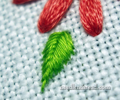 Fishbone Stitch Leaves