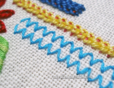 Fly Stitch worked Horizontally in Hand Embroidery
