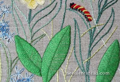 Fly Stitch in Hand Embroidery worked vertically