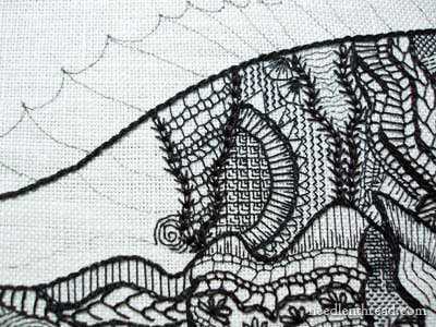 Blackwork Embroidery Fish in Progress