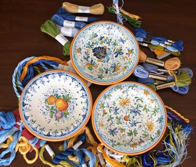 Italian Pottery Inspires Hand Embroidery Designs