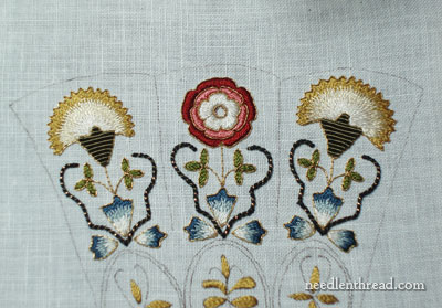 Floral Glove Needle Case embroidered in silk and gold