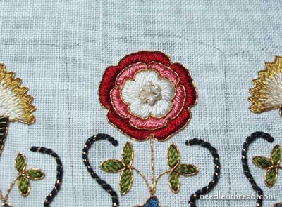 Floral Glove Needle Case embroidered in silk and gold