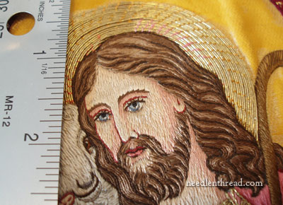 Hand Embroidered Face on Good Shepherd Vestment