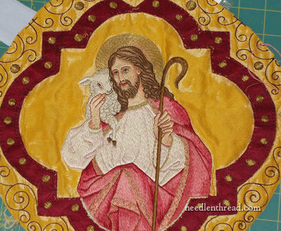 Hand Embroidered Face on Good Shepherd Vestment