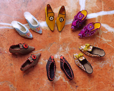 Miniature Embroidered Shoes by Patricia Richards