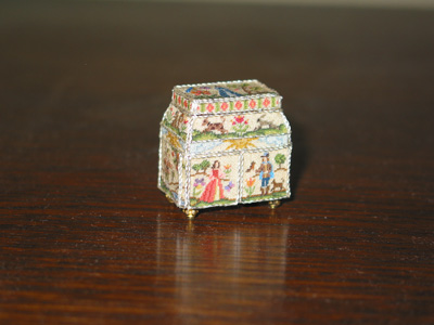 Miniature 17th Century Embroidered Casket by Patricia Richards