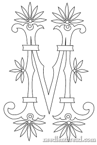 Free Hand Embroidery Monogram: Fan Flower M