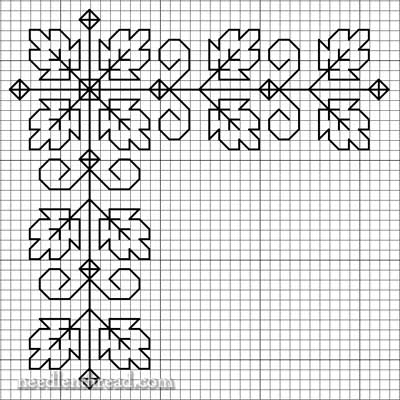 Free Blackwork Design: Autumn Leaves on a Corner