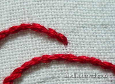 Stem Stitch on Sharp Corners